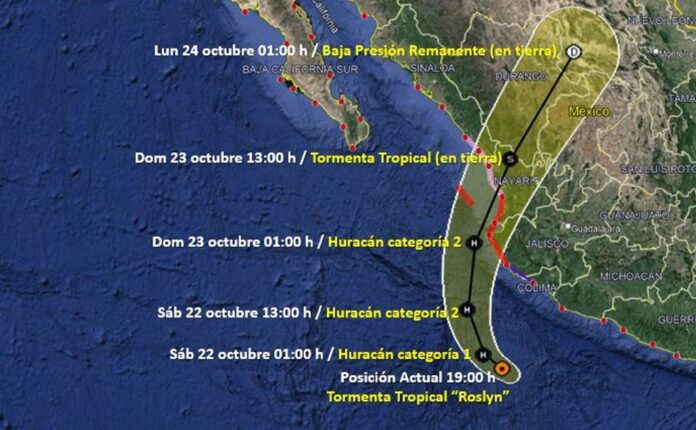 Cuál es la trayectoria del huracán Roslyn a dónde se dirige y cuándo