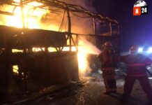 ¡Tragedia en la carretera: 13 heridos en incendio de autobús!